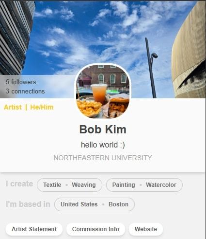 WiroArt mobile app profile screen